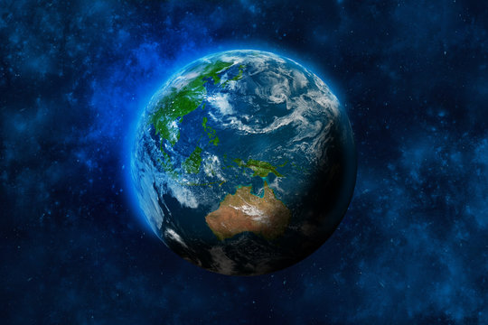 Planet Earth in space. Australia and part of Asia. Elements of this image furnished by NASA.