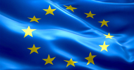 Obraz premium EU flag, euro flag, flag of european union waving