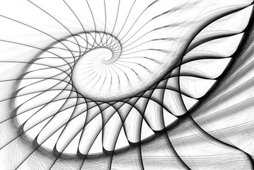 spiral staircase black on white. computer generated image - obrazy, fototapety, plakaty