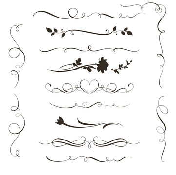 Set of decorative calligraphic elements 