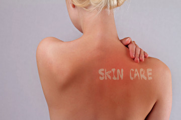 Sun skin care. Sunburn protection