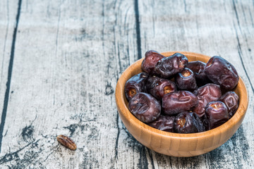 Iranian Dates in Bamboo Bowl
