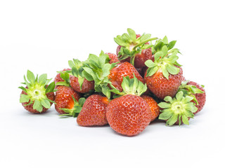 red strawberries isolated on white