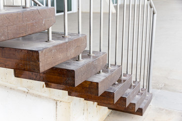 Obraz na płótnie Canvas close-up of staircase with wooden steps