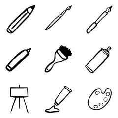 Obraz premium Vector Doodle Art, Painting and Drawing Icons Set