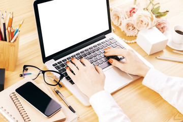 Woman using computer