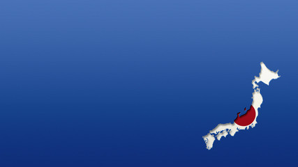 Japan map with flag style wallpaper background 3d cut out effect shadows