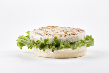 Chicken burger shot in studio
