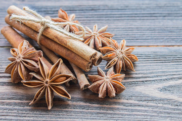 Cinnamon sticks with star anise