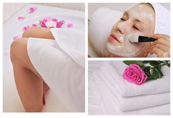 Spa, and relaxation concept. Skin care, Beauty treatments collage.