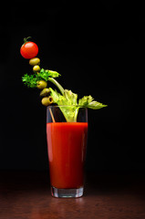 Bloody Mary cocktail on a wooden table