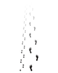 Black footprints of man and dog, vector