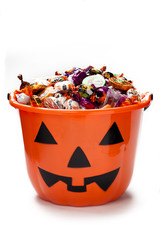 halloween bucket with candies