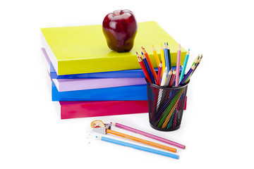 Fototapeta premium an apple on school books