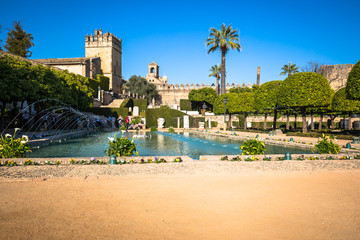 Cordoba,Spain-March 11,2015:The famous Alcazar with beautiful ga