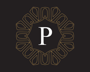 P  Monogram Vintage Classic Letter Logo for Luxury  Business