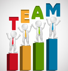 3D Teamwork executives successful logo vector template