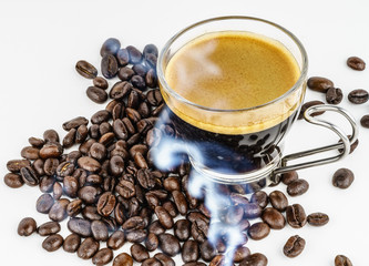 Cup of coffee with curvy smoke