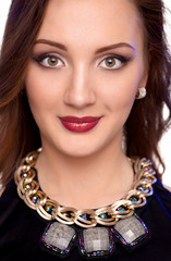 Close up portrait of beautiful young woman face