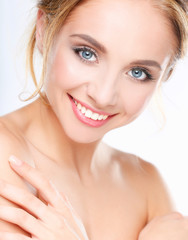 Naklejka premium Portrait of beautiful woman on white background