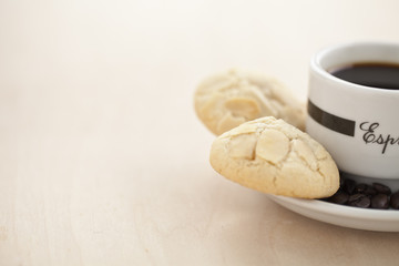 coffee with white cookies