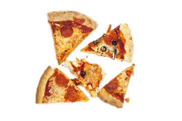 top view of slices of pizza.