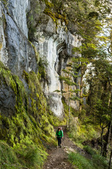 Fototapeta premium Woman hiker on Kepler Track.