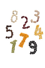 assorted beans forming numbers