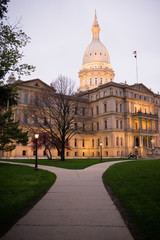 Night Falls Capital Building Lansing Michigan Downtown City Skyl