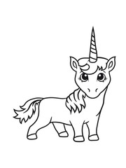 Fototapeta na wymiar unicorn unicorn little cute sweet foal pony horse pferdchen comic cartoon