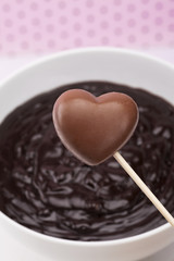 heart shape chocolate and chocolate dip