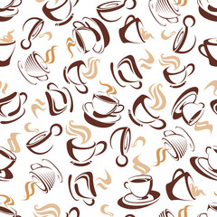 Seamless pattern with turkish coffee or cappuccino