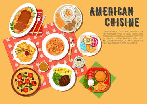 Traditional american picnic menu flat icon