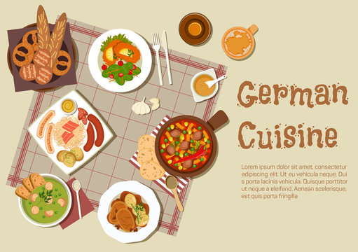 Authentic german meat dishes flat icon