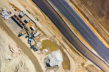 New road construction site aerial view