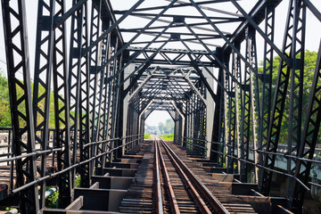 Old railway bridge, black and white.