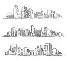 Sketches of city silhouettes