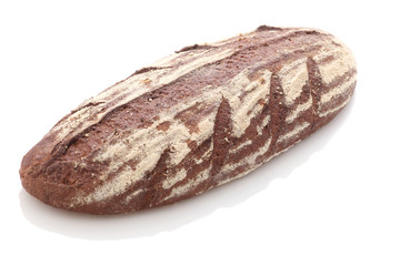loaf of rye bread on a white background