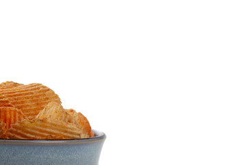 cropped image of bowl of potato cheese chips