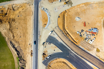 New road construction site aerial view
