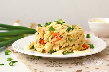 Millets with vegetables, spring onion and cheese