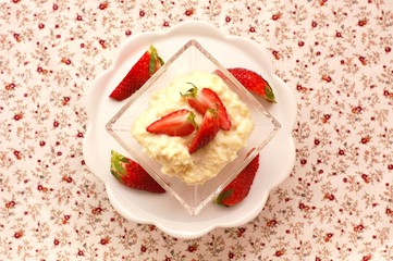 Porridge with strawberries in the bowl