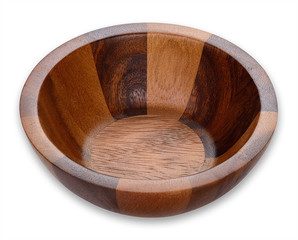 wood bowl on white background