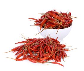 dried chili on white background
