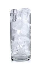 Glass with ice cubes. Isolated on white background