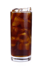 Fresh coke in glass isolated on a white background.