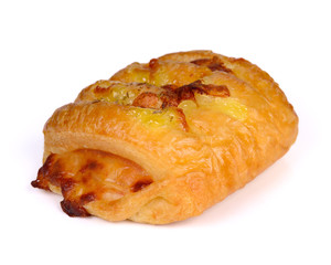 danish ham chese on white background