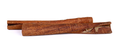 Cinnamon sticks on white background.