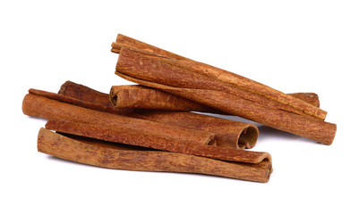Cinnamon sticks on white background.