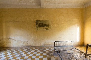 Interior of cell, Tuol Sleng Museum or S21 Prison, Phnom Penh, C
